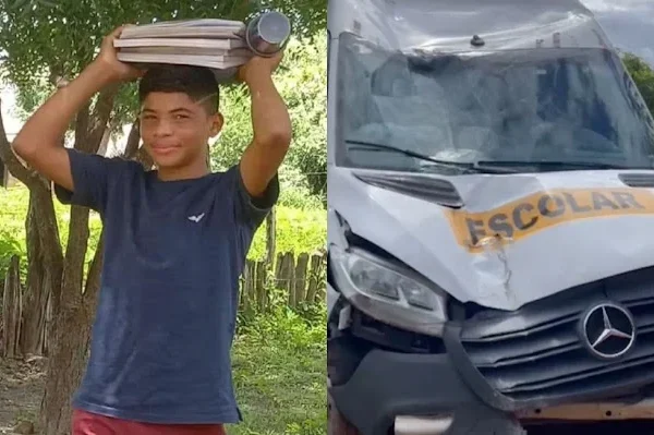Van escolar perde freios, atropela e mata estudante e fere outro em Joaquim Pires.
