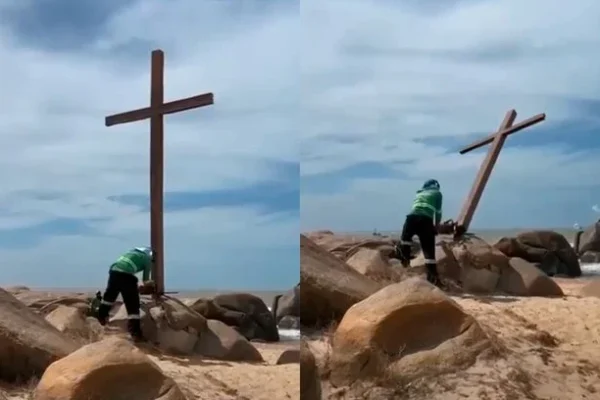 Superintendente de Turismo de Parnaíba é exonerado por causa de uma cruz na praia da Pedra do Sal.
